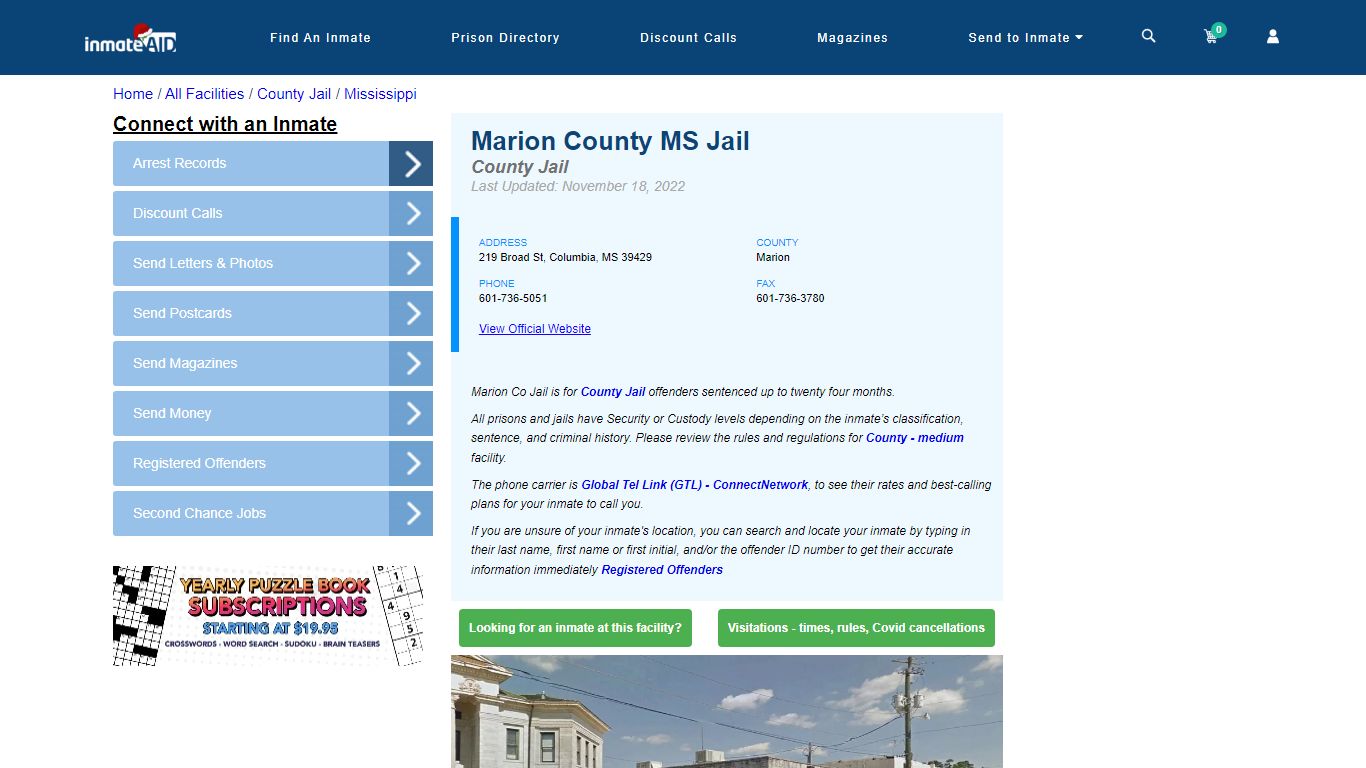 Marion County MS Jail - Inmate Locator - Columbia, MS